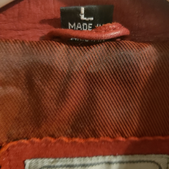 Aldo Vintage Leather Retro Red Semi Trench Lined Coat Boho Woman Large - Picture 4 of 16